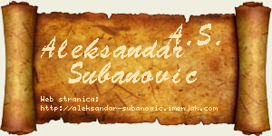 Aleksandar Subanović vizit kartica
